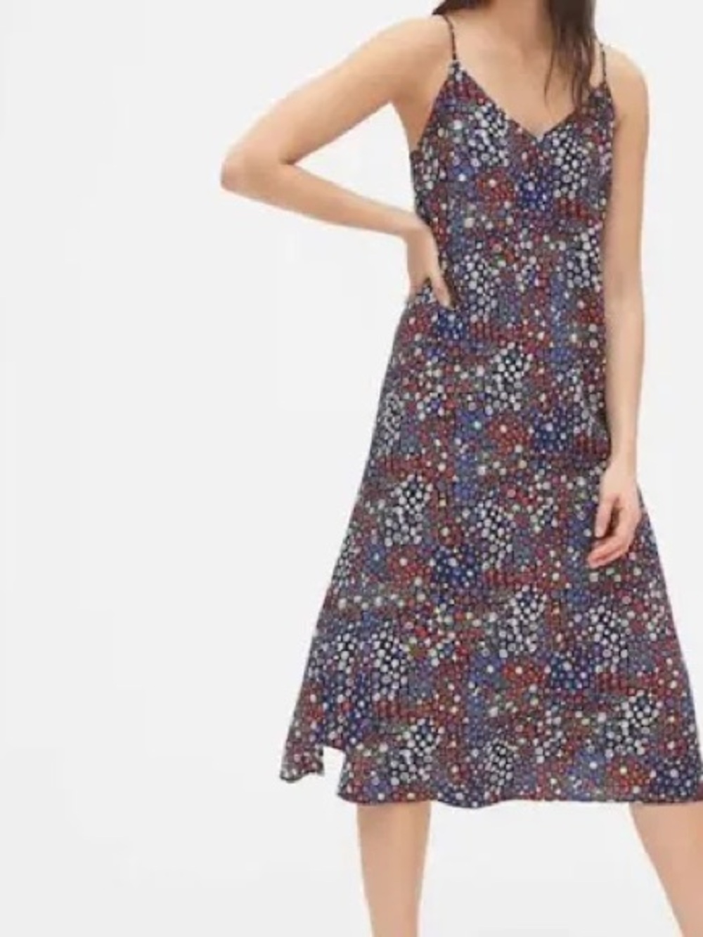GAP Multicolor Floral & Dot Midi Slip Dress